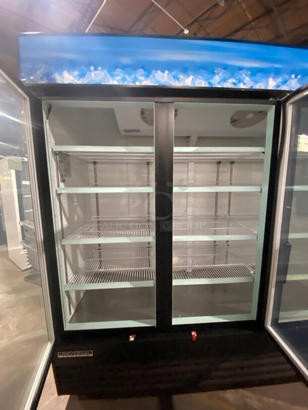 COOL! Universal Coolers Commercial 3 Door Reach In Freezer Merchandiser! With View Through Doors! With Poly Racks! On Casters! Model: EGDMF80B SN: 6115314921051102 115V/220V! - Image 5 of 9
