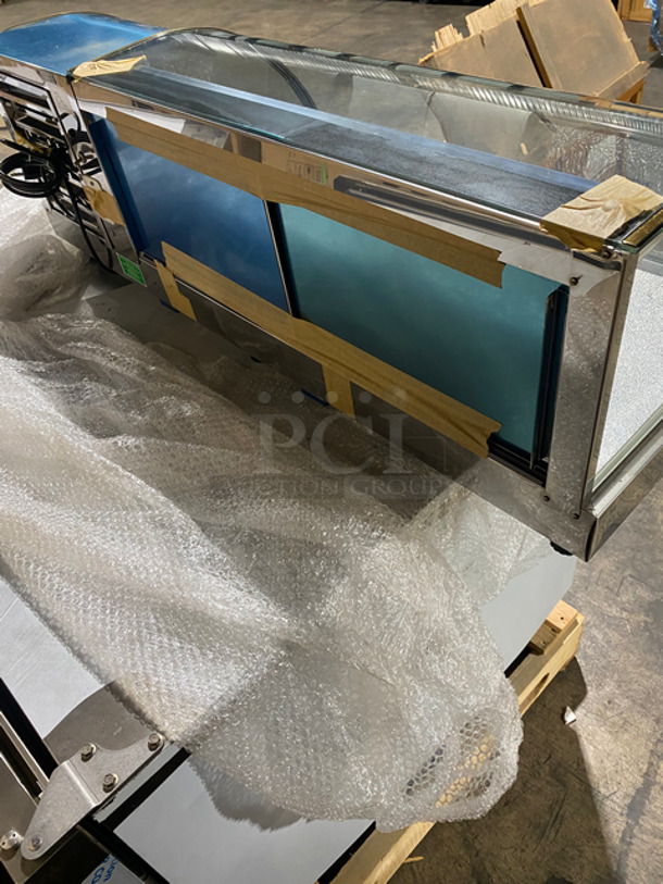 AWESOME! MUST HAVE! NEW! Diamond Commercial Countertop Refrigerated Sushi Display Case Merchandiser! With Curved Glass! Stainless Steel Body! On Small Legs! Model: GVRB120 - Image 6 of 8