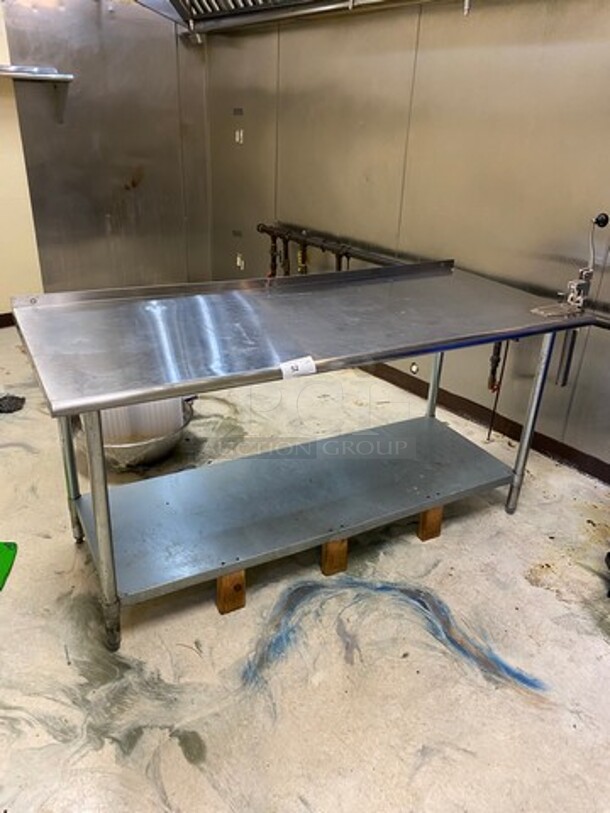 Solid Stainless Steel Work Top/ Prep Table! With Back Splash! With Mounted Can Opener! On Legs! - Image 1 of 7
