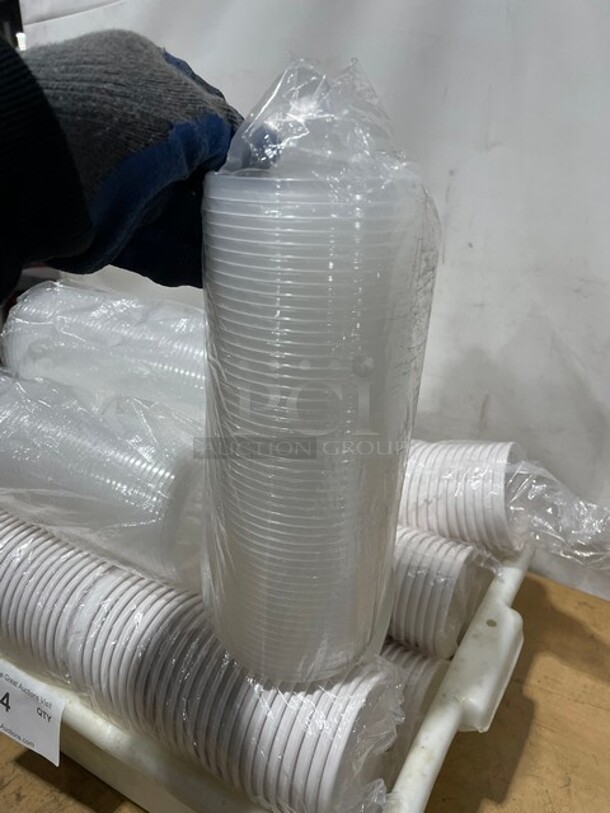 NEW! Lot Of White Paper Frozen Yogurt/Food Cups! With Lids! All One Money! - Image 3 of 8