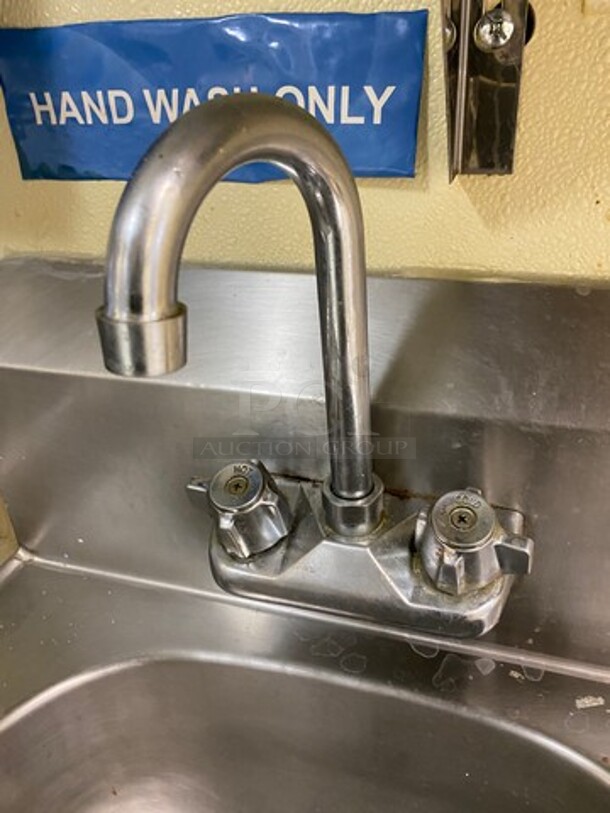 Commercial Stainless Steel Hand Sink! With Back Splash! With Faucet And Handles! - Image 5 of 7