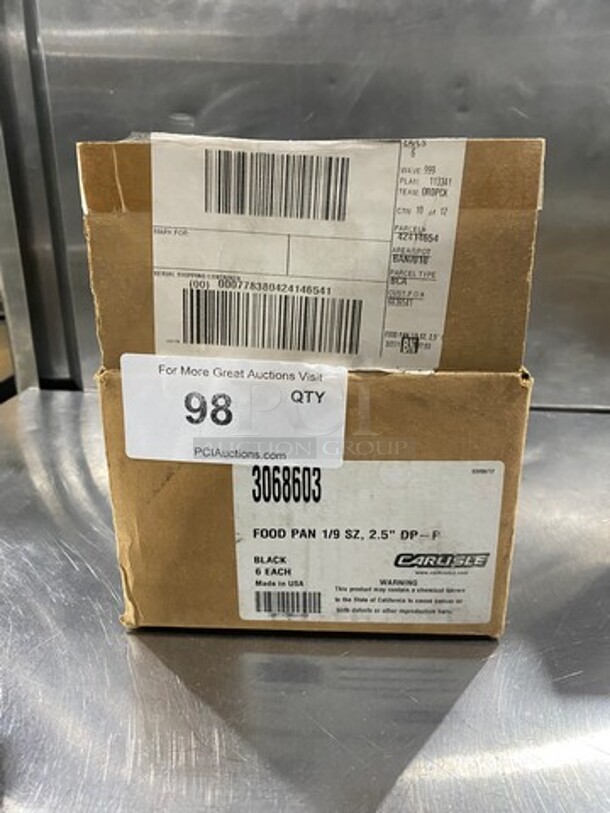 NEW! IN THE BOX! Carlisle Black Poly 1/9x2.5" Food Containers! - Image 1 of 7