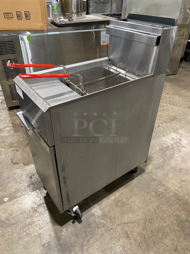 AWESOME! Cooler Depot Commercial Liquid Propane Powered Deep Fat Fryer! With Back Splash! All Stainless Steel! With Two Frying Baskets! On Casters! Model: CCF3-LPG! - Image 2 of 9