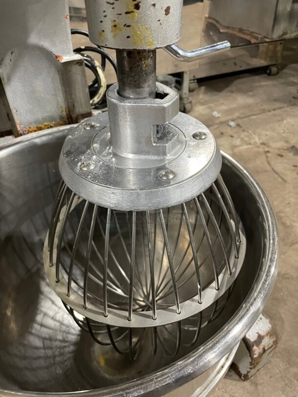 30 Quart Commercial Floor Style Planetary Mixer! With Stainless Steel Wire Whisk & Aluminum Flat Beater Attachment! With Stainless Steel Mixing Bowl! 110/220V 1 Phase! - Image 6 of 10