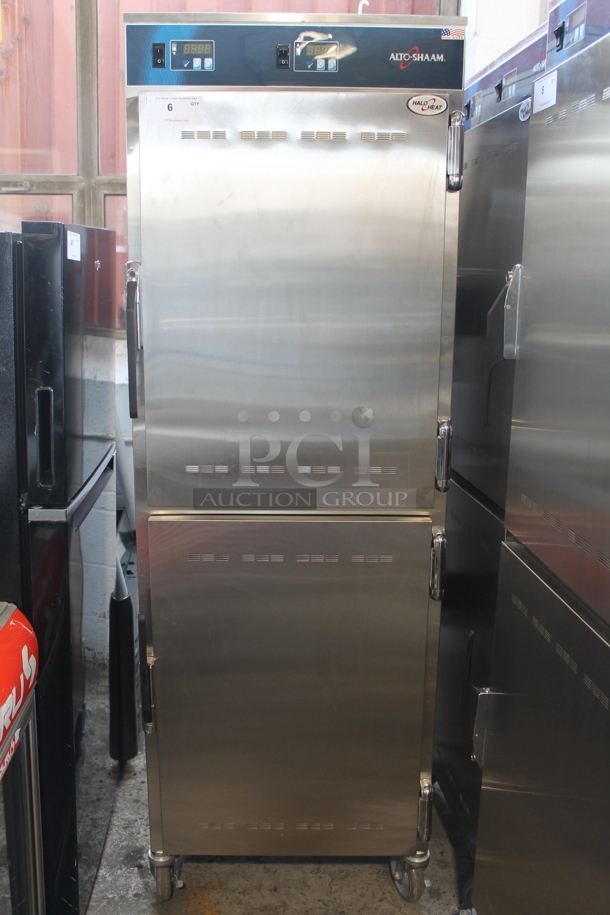 BRAND NEW! 2022 Alto Shaam 1200-UPS Commercial Stainless Steel Double Deck Heated Holding Cabinet With Steel Racks On Commercial Casters. 120V, 1 Phase. Tested and Working!   - Image 7 of 7