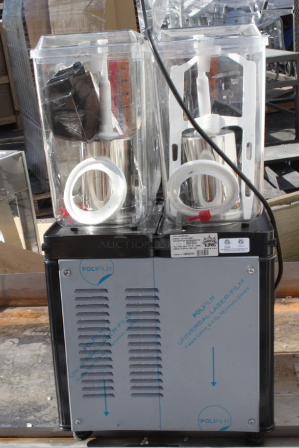 BRAND NEW SCRATCH & DENT! Carnival King RBD5G2 Double 5 Gallon Bowl Refrigerated Beverage Dispenser - 120V. S/N: 24032293 Out of original packaging. Back leg is bent. - Image 4 of 7