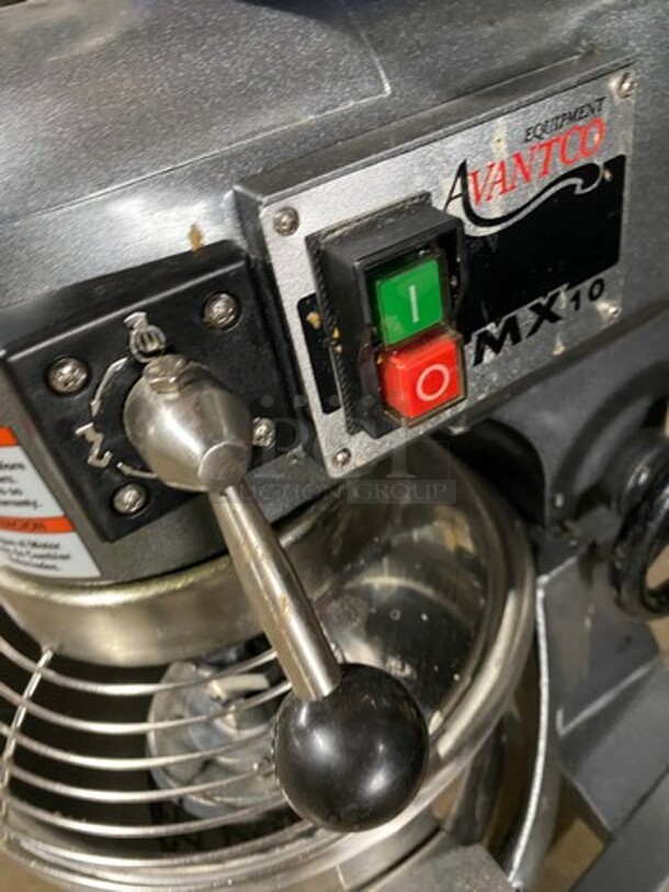 Avantco Commercial Countertop 10QT Planetary Mixer! With Bowl And Bowl Guard! With Whisk Attachment! Model: MX10 SN: 04141321MX10 120V - Image 7 of 9