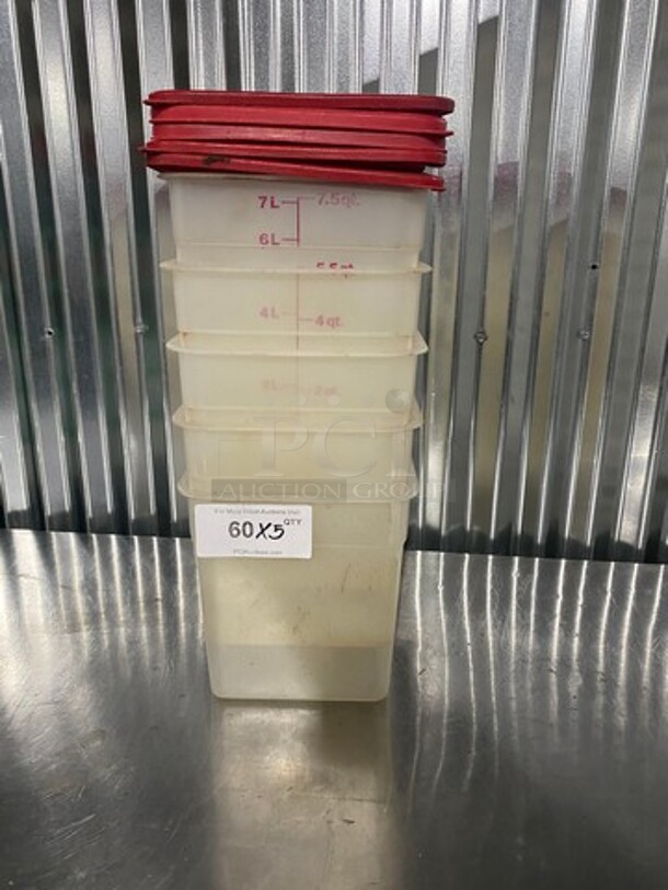 Poly Food Measuring Bins! With Lids! 5 X Your Bid! - Image 1 of 5