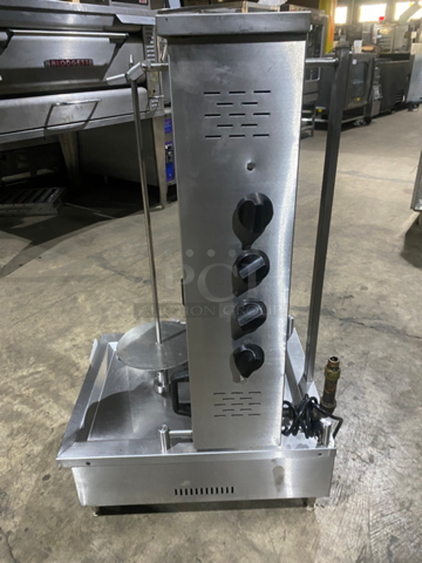 Attias Natural Gas Powered Countertop 4 Burner Gyro Machine! All Stainless Steel! On Small Legs! Model: GRY-4 SN: 061956 120V 60HZ - Image 4 of 10