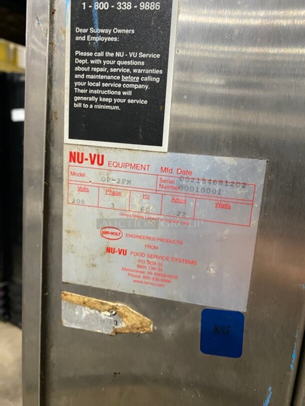 AWESOME! Nuvu Commercial Double Deck Baking Oven/Proofer Combo! With View Through Doors! All Stainless Steel! Model OP2FM Serial 00215468120200010001! 208V 3Phase! On Casters! WORKING WHEN REMOVED! - Image 4 of 11