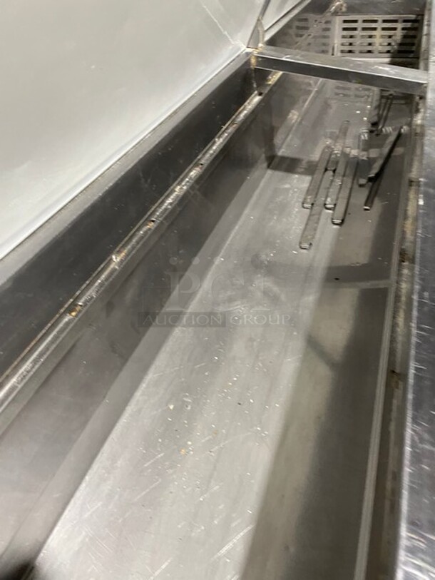 Avantco Commercial Refrigerated Mega Top Pizza Prep Table! With 3 Door Cooler Underneath! All Stainless Steel! With Poly Coated Racks! With Full Sized Cutting Board! On Casters! 115V! Model: 178PICL3HC! Working When Removed! - Image 9 of 10