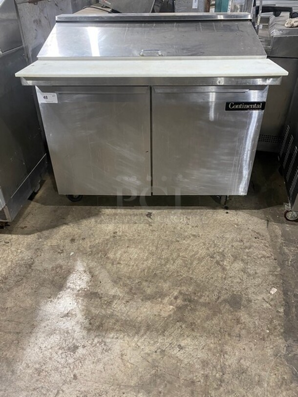 Continental All Stainless Steel Sandwich Prep/Bain Marie Table! With Poly Cutting Board! On Casters! - Image 1 of 10