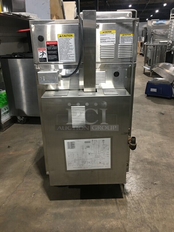 Nice! Giles Natural Gas Powered Commercial Kettle Chicken Fryer! With Automatic Basket Lift! With Oil Filter! Model CF400G Serial A40621020! On Casters! - Image 3 of 9