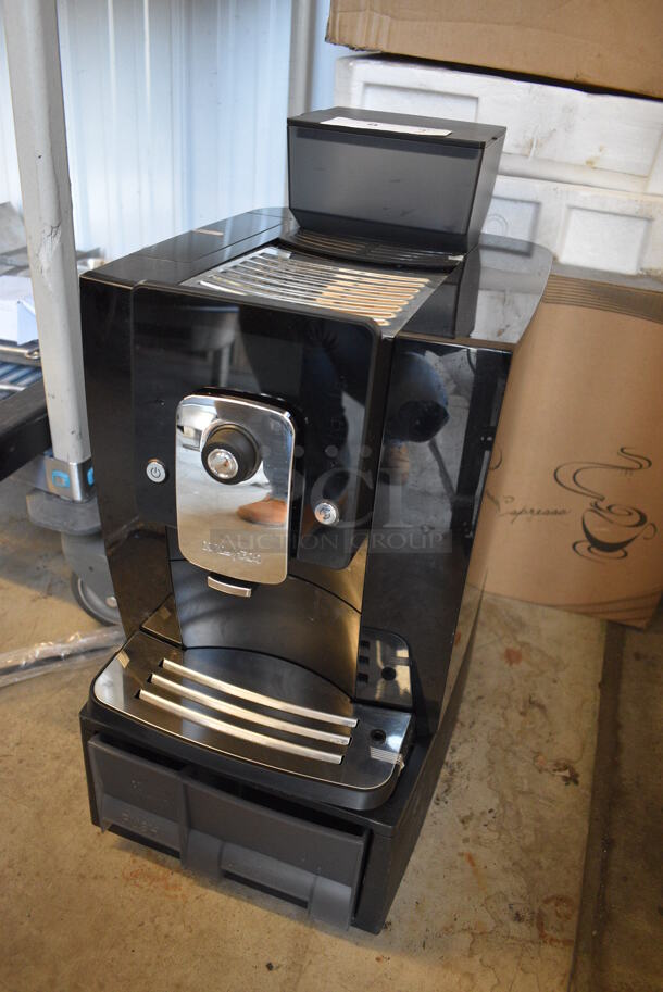 IN ORIGINAL BOX! LIKE NEW! Kalerm Model KLM1601PRO Black Poly Countertop Automatic One Touch Coffee Cappuccino Espresso Machine w/ 2 Lower Drawers and Hopper. 120 Volts, 1 Phase. 12x16x24 - Image 2 of 8