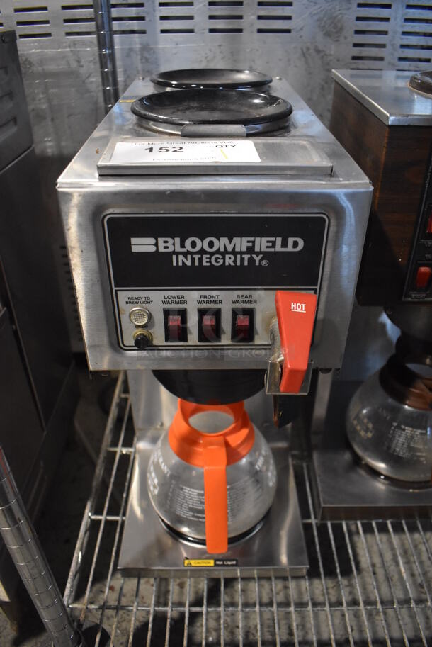 Bloomfield Stainless Steel Commercial 3 Burner Coffee Machine w/ Hot Water Dispenser, Poly Brew Basket and Coffee Pot. 8x20.5x19