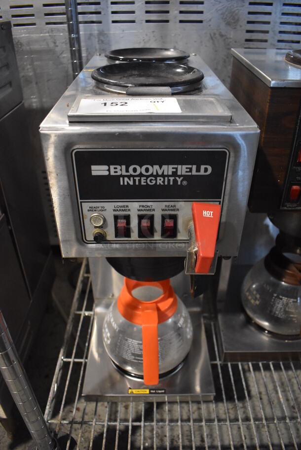 Bloomfield Stainless Steel Commercial 3 Burner Coffee Machine w/ Hot Water Dispenser, Poly Brew Basket and Coffee Pot. 8x20.5x19 - Image 1 of 6