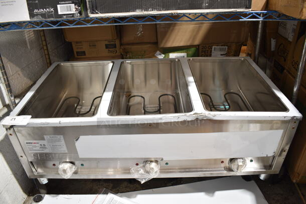 BRAND NEW SCRATCH AND DENT! 2023 ServIt 423EST3WO Stainless Steel Commercial Electric Powered 3 Bay Steam Table. 115 Volts, 1 Phase. Tested and Working! - Image 2 of 9