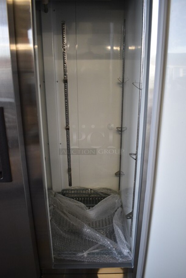 BRAND NEW SCRATCH AND DENT! Avantco Model 178A35RHC Stainless Steel Commercial 2 Door Reach In Cooler w/Poly Coated Racks on Commercial Casters. 115 Volts, 1 Phase. 39x30x82.5. Tested and Working! - Image 5 of 5