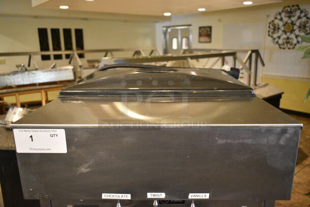 Electro Freeze SL500-132 Stainless Steel Commercial Floor Style Water Cooled 2 Flavor w/ Twist Soft Serve Ice Cream Machine on Commercial Casters. 208-230 Volts, 3 Phase. This Unit Was In Working Condition When the Restaurant Closed. (main dining room) - Image 7 of 10