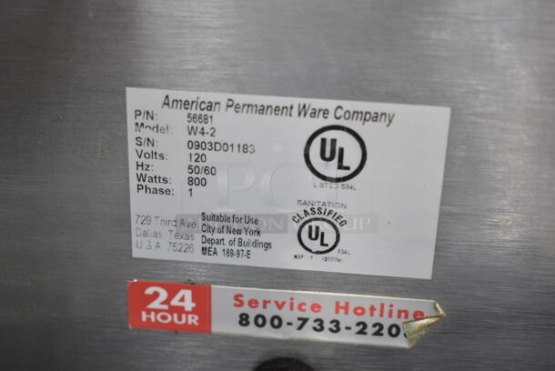 APW Wyott W4-2 Stainless Steel Commercial Countertop 2 Well Food Warmer w/ 2 Drop Ins. 120 Volts, 1 Phase. Tested and Working! - Image 5 of 5