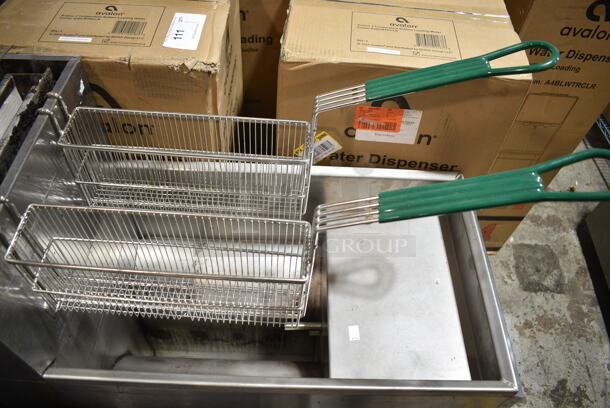 Imperial IFS-50-OP Stainless Steel Commercial Floor Style Natural Gas Powered Deep Fat Fryer w/ 2 Metal Fry Baskets. 140,000 BTU.  - Image 2 of 5