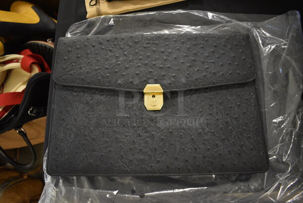 2 Various Bags; JL Powell Brown Leather Map Case and Black Bag. 11x4x15, 15x3x11.5. 2 Times Your Bid! - Image 3 of 6