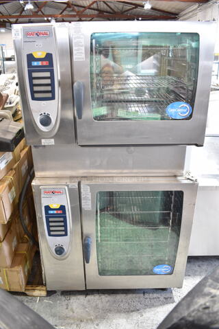 2 Rational Stainless Steel Commercial Natural Gas Powered iCombi Pro Combitherm Convection Ovens on Commercial Casters. Top Model: SCC 62G. Bottom Model: SCC 102G. 120,000 BTU. 2 Times Your Bid!