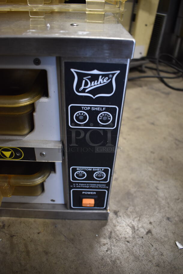 Duke FWM3-22MB2-208 Commercial Stainless Steel Countertop Holding Cabinet With 7 Yellow Pans With Handles. 208V, 1 Phase.  - Image 4 of 5
