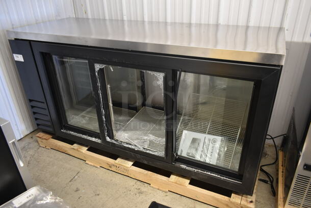 BRAND NEW SCRATCH AND DENT! Beverage Air BB72HC-1-GS-PT-B-27 Metal Commercial 3 Door Undercounter Cooler Merchandiser. See Pictures for Broken Glass. 115 Volts, 1 Phase. Tested and Working! - Image 5 of 6