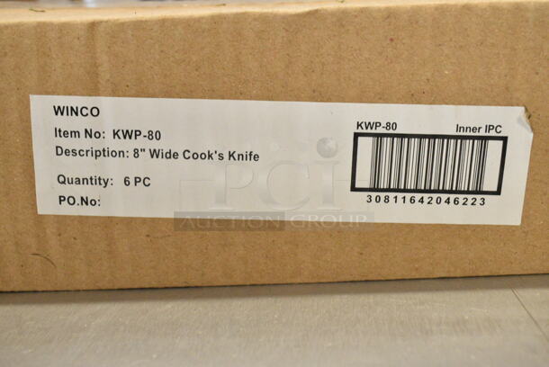 2 Boxes of 6 BRAND NEW SCRATCH AND DENT! Winco KWP-80 8" Wide Cooks Knife. 2 Times Your Bid!  - Image 3 of 4
