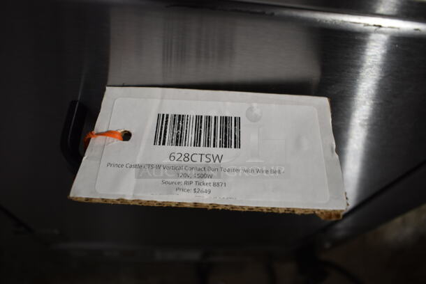BRAND NEW SCRATCH AND DENT! 2024 Prince Castle CTS-W Stainless Steel Commercial Countertop Vertical Contact Bun Toaster with Wire Belt. 115 Volts, 1 Phase. Tested and Working! - Image 6 of 6