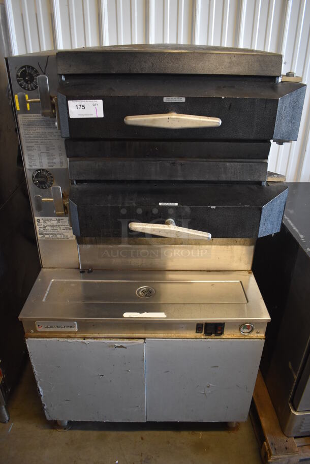 	2019 Cleveland PGM3002 Stainless Steel Commercial Floor Style Natural Gas Powered 2 Deck Pressure Steam Cabinet. 36x36x64