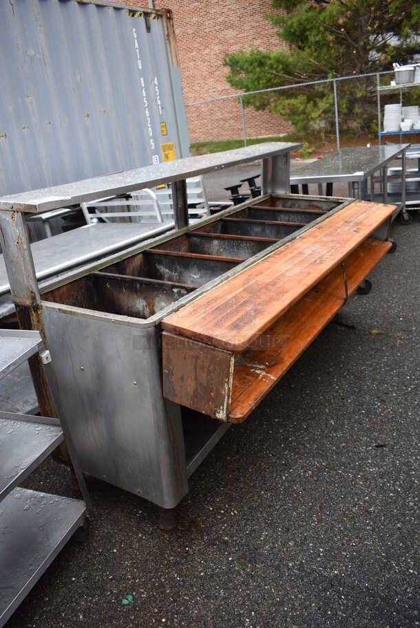 Stainless Steel Commercial 5 Well Steam Table w/ Over Shelf and Under Shelf. 87x25x48