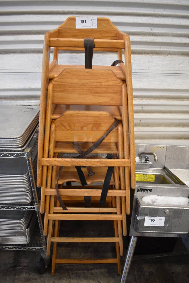 5 Wooden High Chairs. 20x20x29. 5 Times Your Bid!