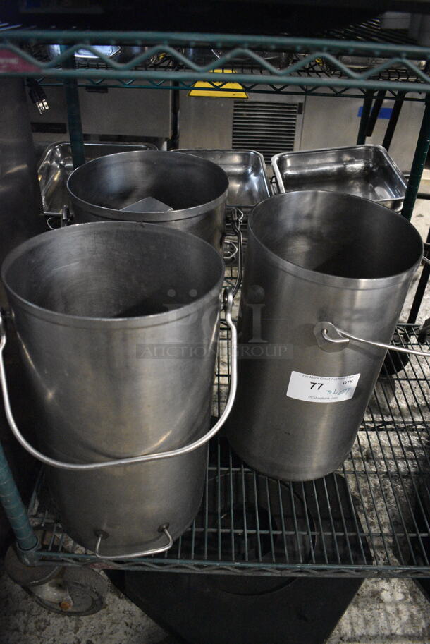 ALL ONE MONEY! Lot of 3 Franke Tall Steel Pails With Handles. 