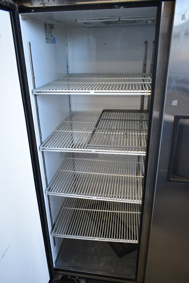 2014 True TG2R-2S ENERGY STAR Stainless Steel Commercial 2 Door Reach In Cooler w/ Poly Coated Racks on Commercial Casters. 115 Volts, 1 Phase. Tested and Working! - Image 5 of 8