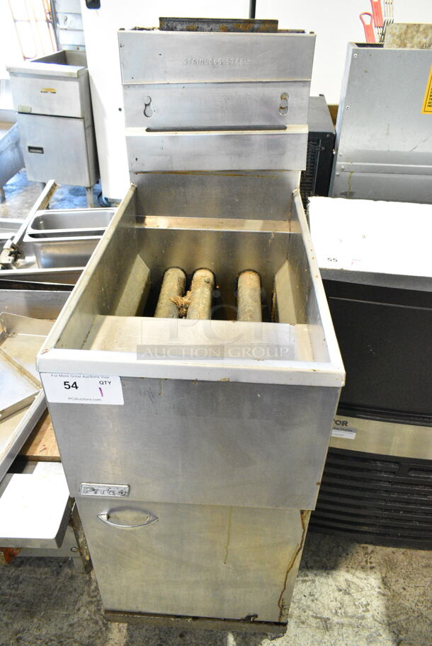 Pitco Frialator Stainless Steel Commercial Floor Style Natural Gas Powered Deep Fat Fryer.  105,000 BTU.  - Image 1 of 6