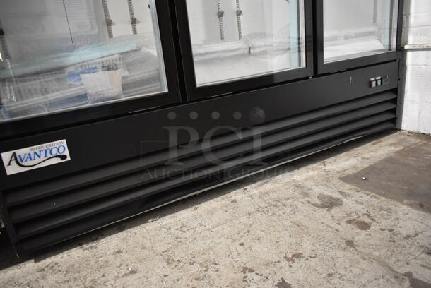 BRAND NEW SCRATCH AND DENT! 2023 Avantco 178GDC69HCB Metal Commercial 3 Door Reach In Cooler Merchandiser w/ Poly Coated Racks. 115 Volts, 1 Phase. Stock Picture Used as Gallery. Tested and Working! - Image 4 of 9
