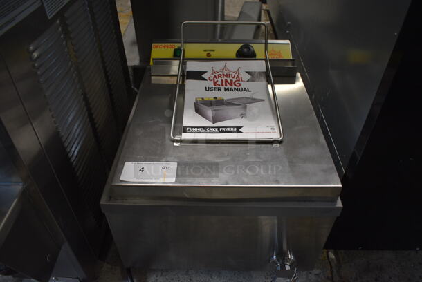 BRAND NEW IN BOX! Carnival King Model DFC4400 Stainless Steel Commercial Countertop Electric Powered Funnel Cake Fryer w/ Basket and Lid. 240 Volts, 1 Phase. 18x24x14.5 - Image 1 of 8