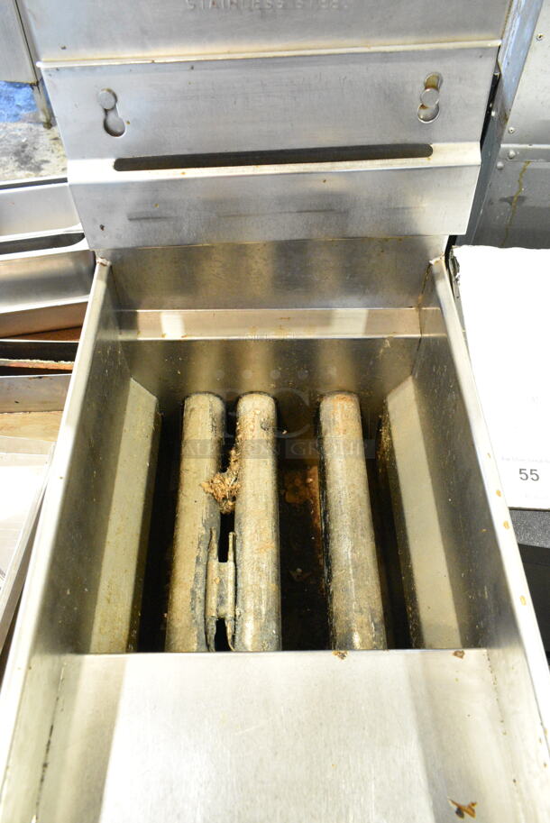 Pitco Frialator Stainless Steel Commercial Floor Style Natural Gas Powered Deep Fat Fryer.  105,000 BTU.  - Image 3 of 6