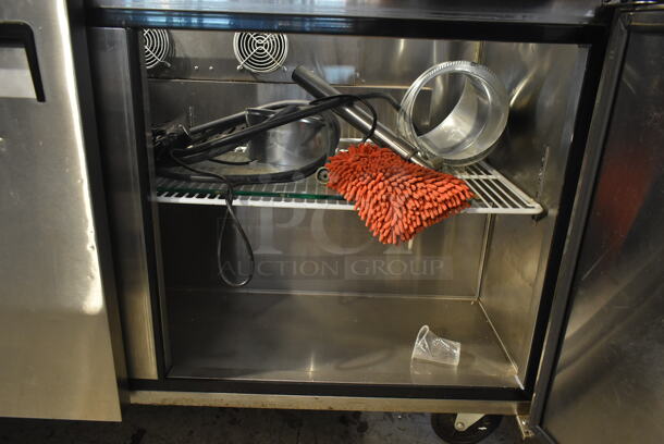 2016 Turbo Air MSF8303 Stainless Steel Commercial Sandwich Salad Prep Table Bain Marie w/ Sneeze Guard on Commercial Casters. 115 Volts, 1 Phase. Tested and Working! - Image 8 of 8