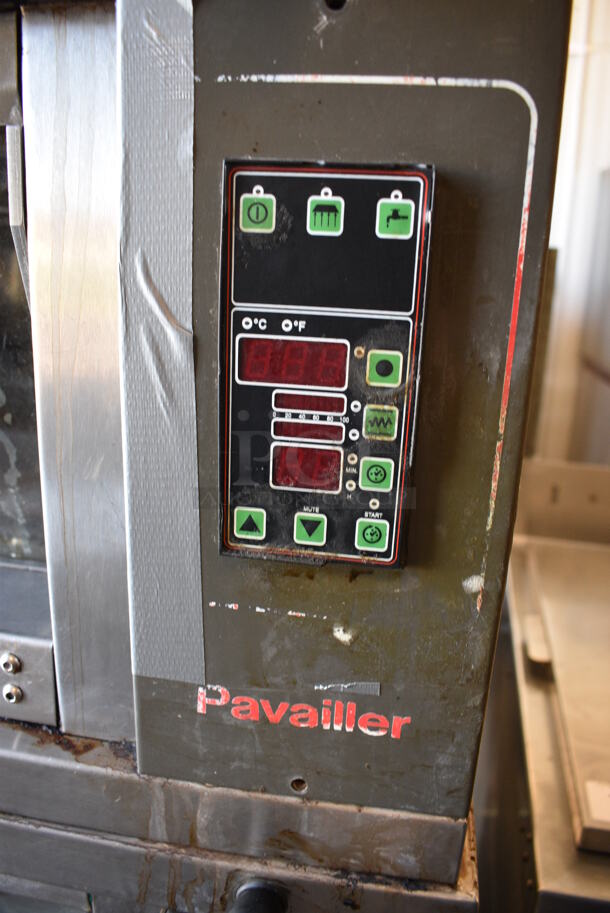 Pavailler Stainless Steel Commercial Electric Powered 3 Deck Digital Steam Artisan Brick Oven Pizza Oven on Metal Legs. Appears To Be Model Rubis 4B. 208-220 Volts, 3 Phase. 67x56x74 - Image 10 of 11