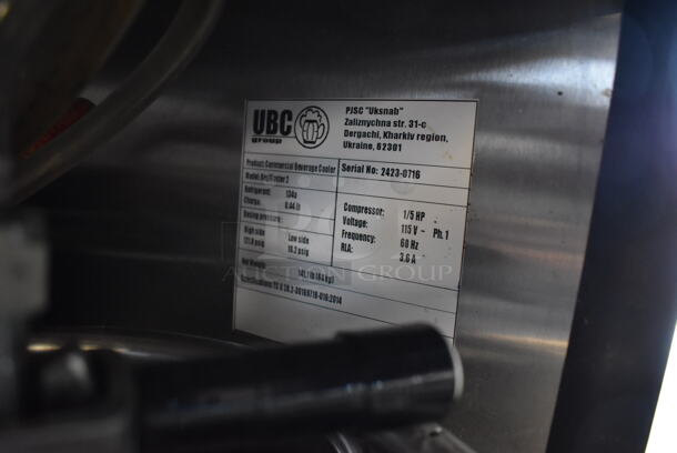 UBC KegMaster 2 Stainless Steel Commercial Direct Draw Kegerator w/ Beer Tower and 4 Sixth Barrel Kegs on Commercial Casters. 115 Volts, 1 Phase. 24x30x55. Tested and Working! - Image 7 of 7