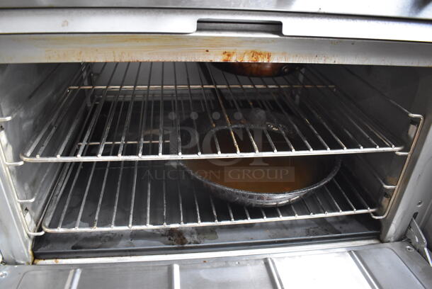 Cooking Performance Group CPG 351S36N Stainless Steel Commercial Natural Gas Powered 6 Burner Range w/ Oven, Back Splash and Over Shelf. 210,000 BTU. - Image 4 of 4