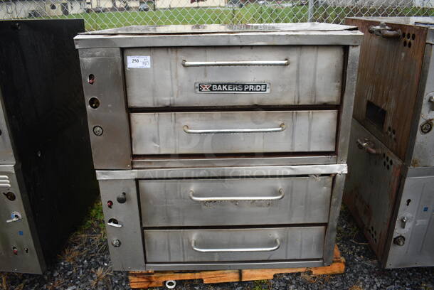 2 Bakers Pride Stainless Steel Commercial Gas Powered Single Deck Pizza Oven. 48x44x49. 2 Times Your Bid!