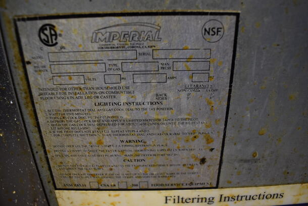 Imperial IFSCB250T Stainless Steel Commercial Natural Gas Powered 2 Bay Deep Fat Fryer w/ Left Side Dumping Station and 4 Metal Fry Baskets on Commercial Casters. 280,000 BTU. 46.5x33.5x51.5 - Image 6 of 12
