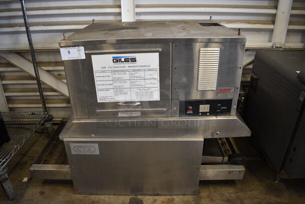 CTX Stainless Steel Commercial Electric Powered Conveyor Pizza Oven w/ Giles Model OVH10 Stainless Steel Commercial Ventless Hood. 208/240 Volts, 1 Phase. 54x28x34 - Image 1 of 8