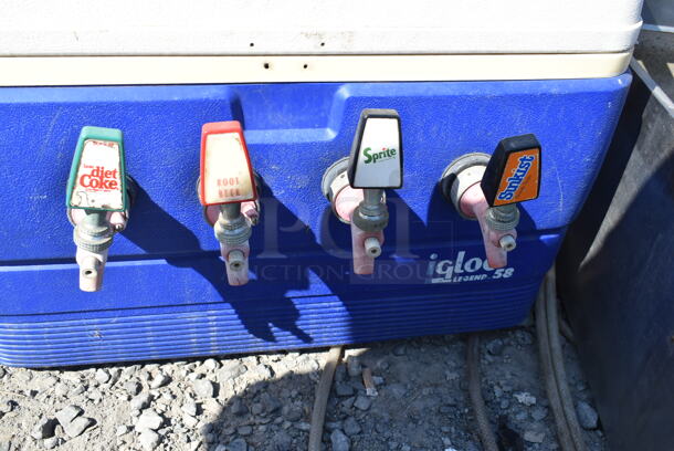 Igloo White and Blue Poly Jockey Box w/ 4 Heads.  - Image 3 of 5