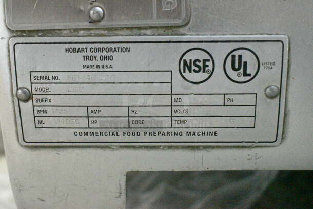 Hobart 2812 Stainless Steel Commercial Countertop Meat Slicer. 120 Volts 1 Phase. Tested and Working! - Image 5 of 6