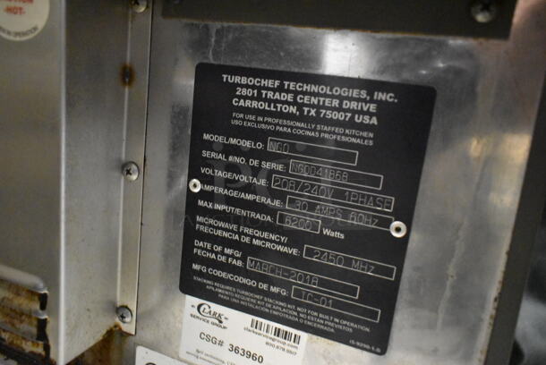 2018 Turbochef NGO Metal Commercial Countertop Electric Powered Rapid Cook Oven. 208/240 Volts, 1 Phase.  - Image 5 of 5
